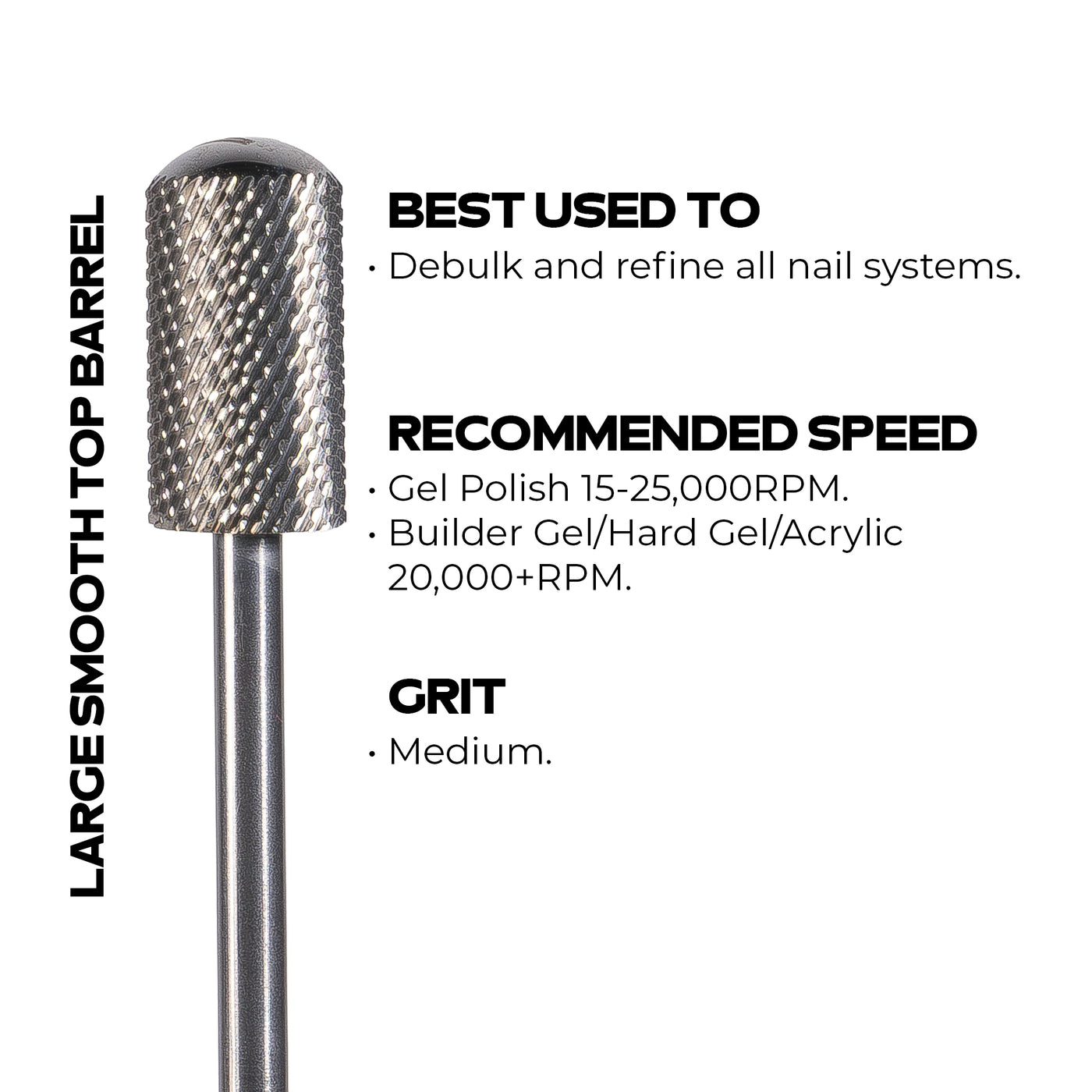 Large Barrel Smooth Top E-File Bit