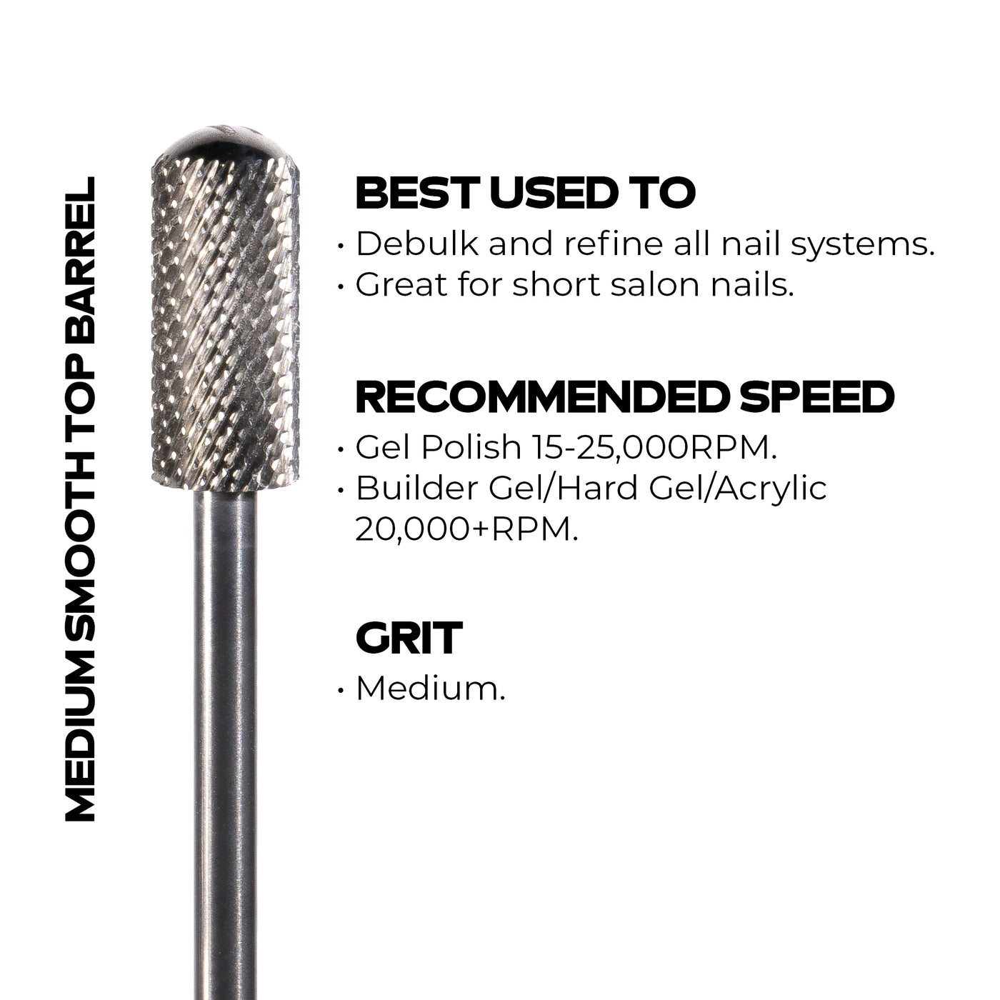 Medium Barrel Smooth Top E-File Bit