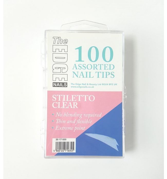 Clear Stiletto Nail Tips (Box of 100 Assorted)